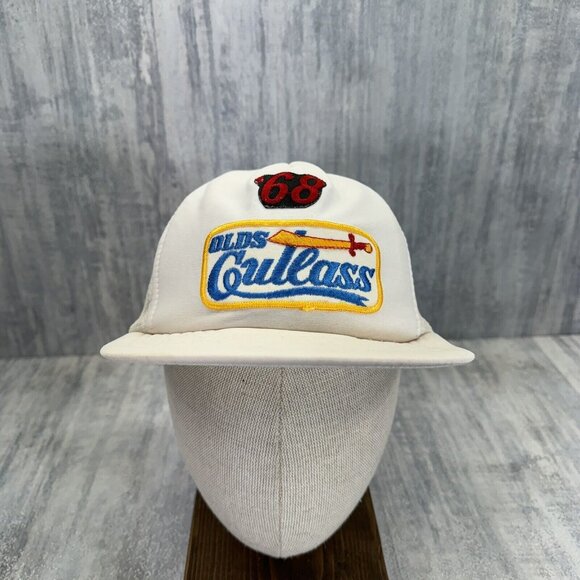 68’ Olds Cutlass Foam Hat Snap Back Trucker White Mesh Cap Adult VTG - Picture 1 of 12